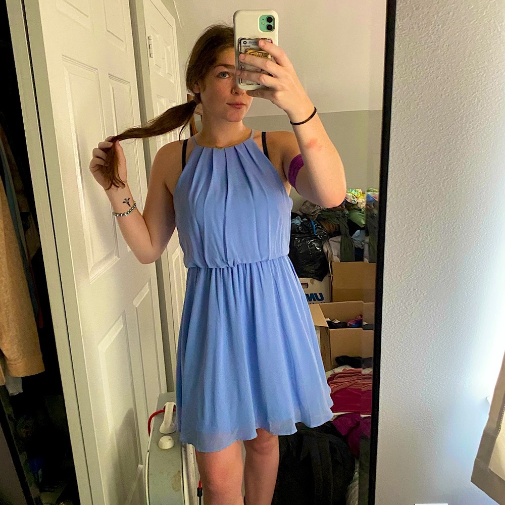 light blue mini dress. lush brand. size medium. only worn once. great quality.